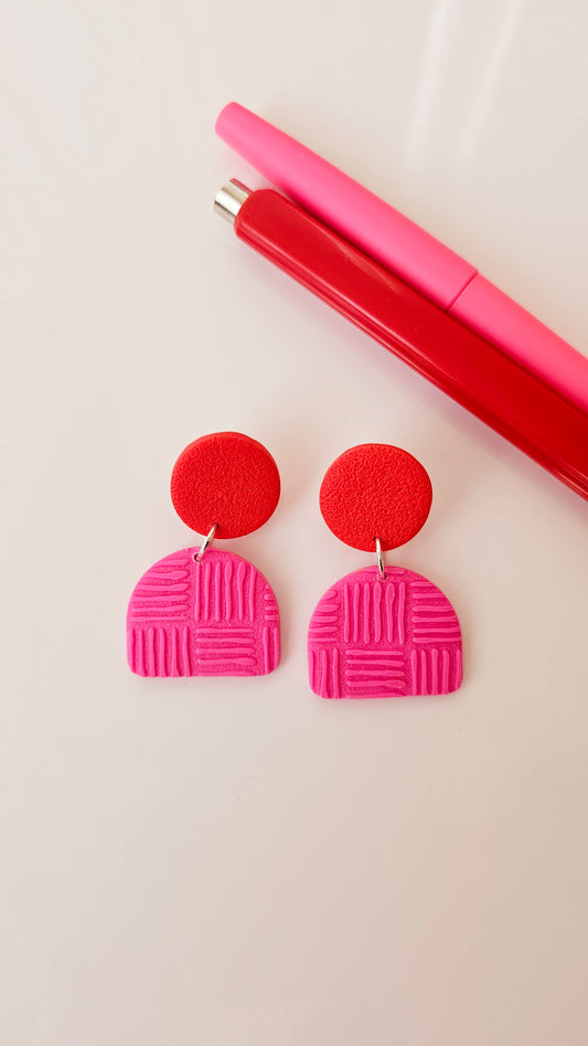 Modern Geometric Earrings - Lightweight Polymer Clay - Unique Handmade Jewelry - Colorful Jewelry Gift