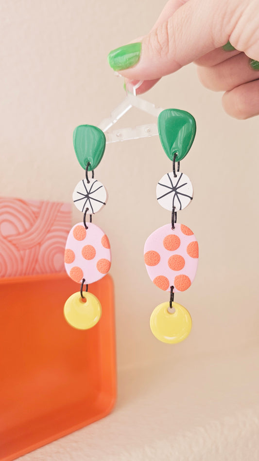 Citrus Dreams Tiered Polymer Clay Earrings