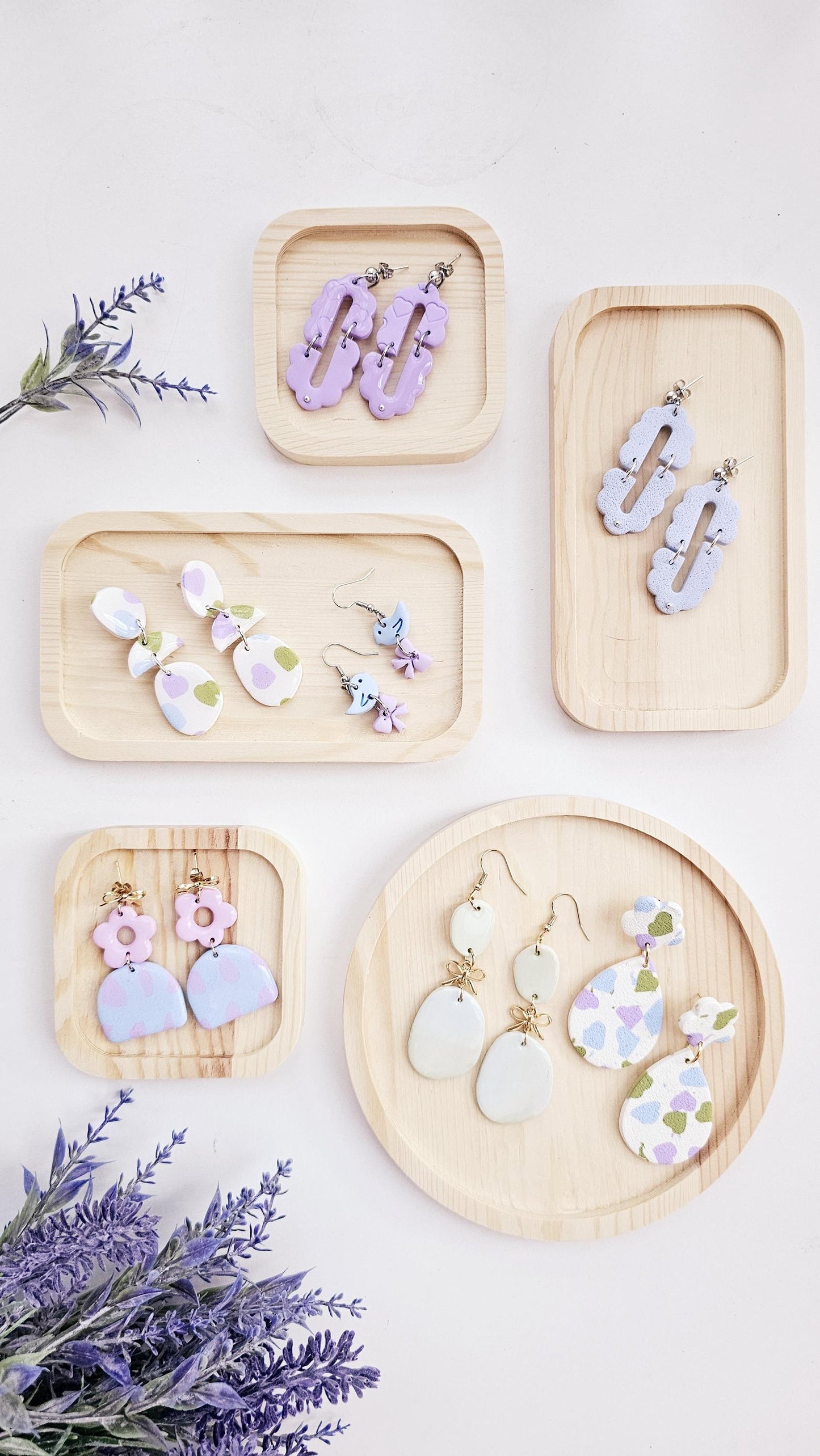 Handmade Blue Scallop Clay Earrings for Spring, Lightweight Polymer Clay, Gift for Wife, Best Friend or Sister, Mother