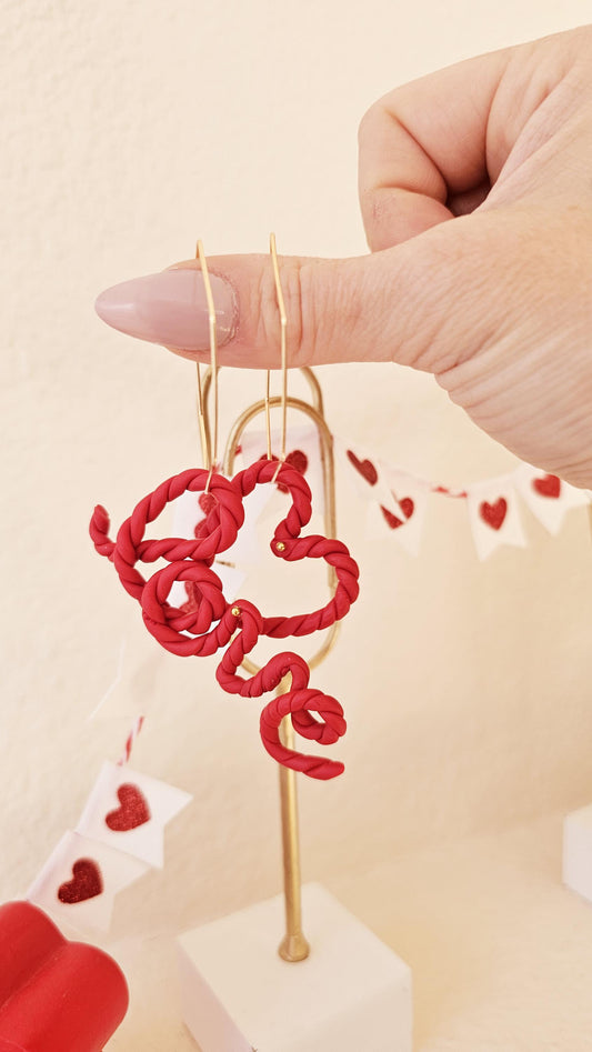 Handmade Clay Earrings, Mismatch "love" & Heart Earring Set, Lightweight Polymer Clay, Gift for Wife, Best Friend or Sister