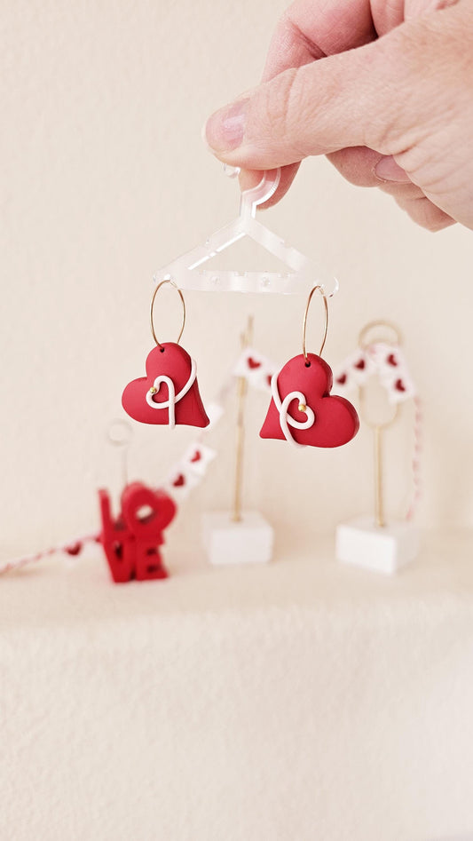 Heart-shape Handmade Clay Earrings, Lightweight Polymer Clay Earrings, Gift for Wife, Best Friend or Sister