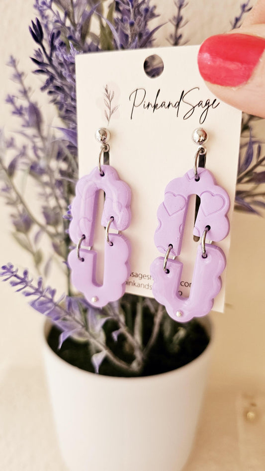 Handmade Lavender Clay Earrings for Spring, Lightweight Polymer Clay, Gift for Wife, Best Friend or Sister, Mother