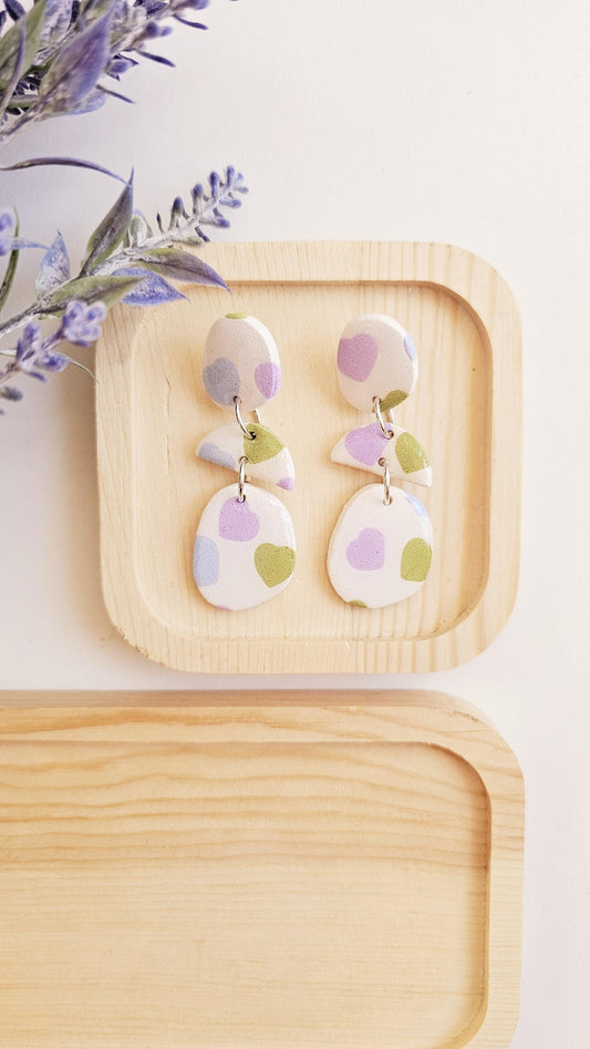 Handmade Abstract Clay Earrings for Spring, Lightweight Polymer Clay, Gift for Wife, Best Friend or Sister, Mother