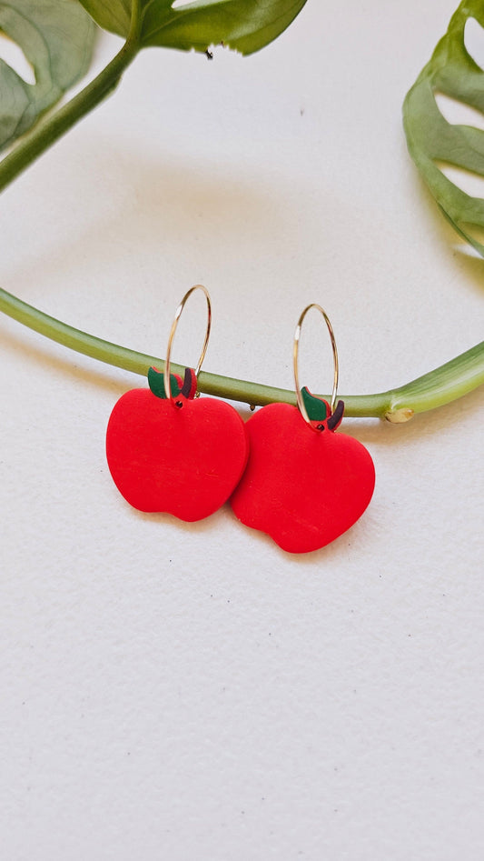 Juicy Apple Drops: Handmade Dangle Earrings, Best for Teachers, Back to School and Fruit Lovers