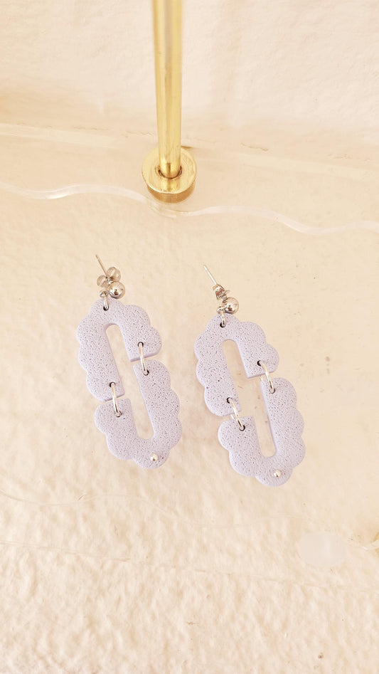 Handmade Blue Scallop Clay Earrings for Spring, Lightweight Polymer Clay, Gift for Wife, Best Friend or Sister, Mother