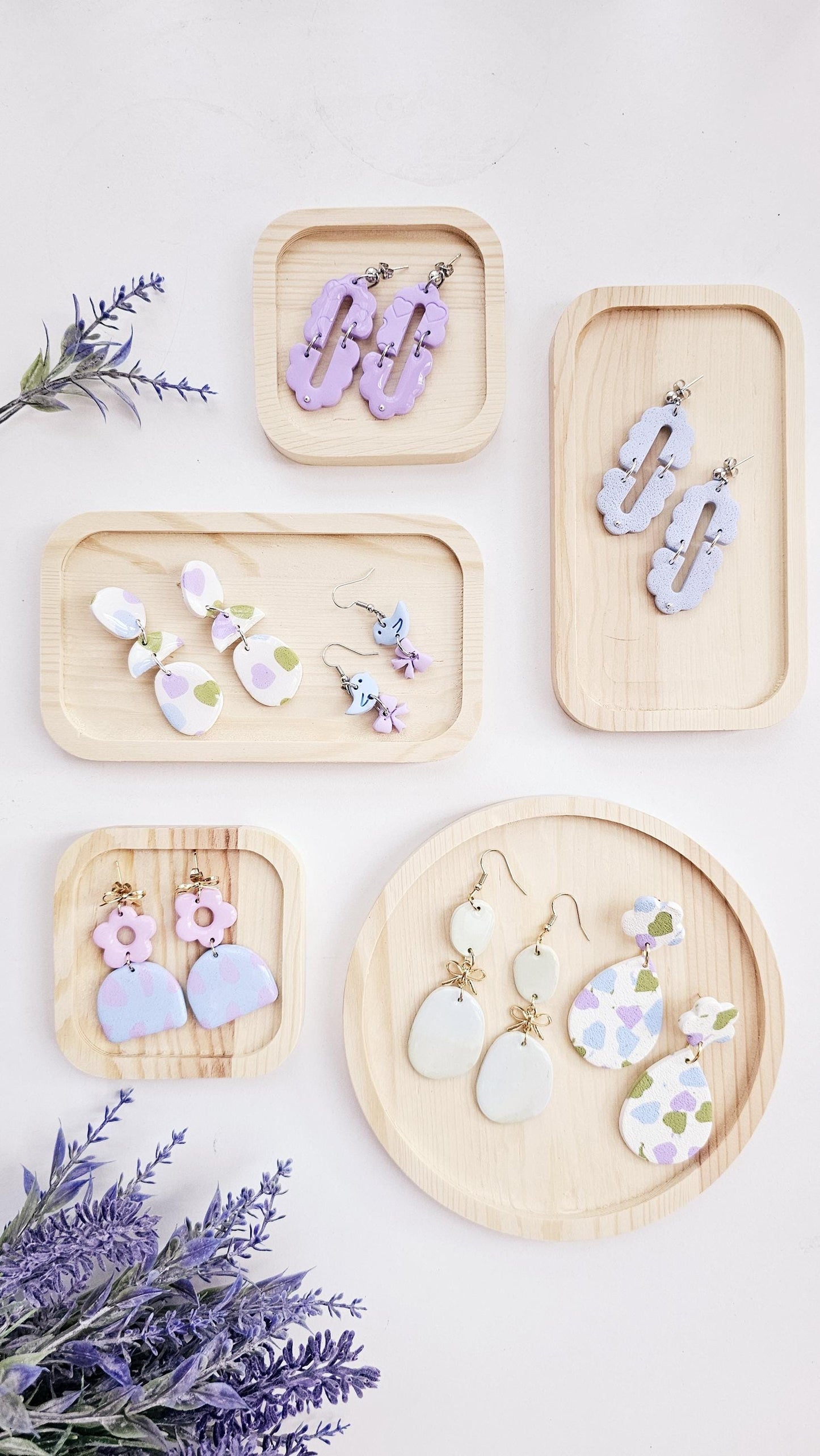 Handmade Abstract Clay Earrings for Spring, Lightweight Polymer Clay, Gift for Wife, Best Friend or Sister, Mother