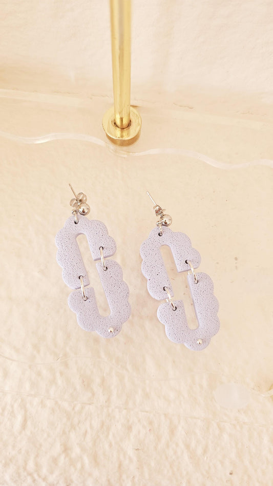 Handmade Blue Scallop Clay Earrings for Spring, Lightweight Polymer Clay, Gift for Wife, Best Friend or Sister, Mother