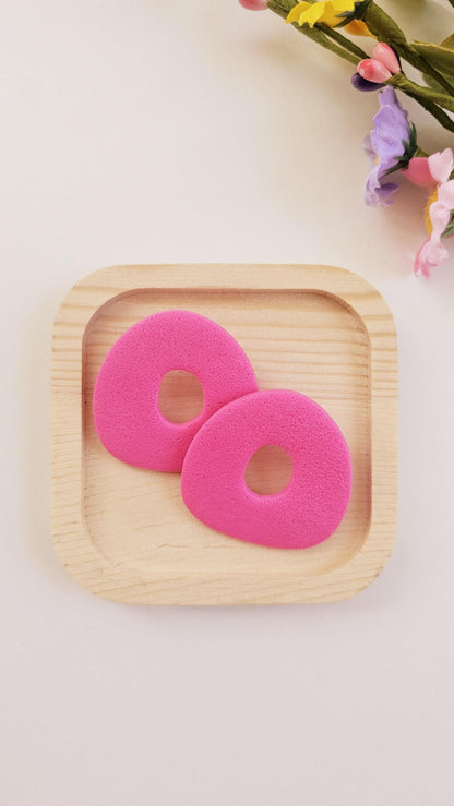 Modern Geometric Polymer Clay Oversized Stud Earrings - Unique Handmade Jewelry - Modern Donut Shape | Colorful Jewelry Gift