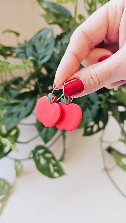 Juicy Apple Drops: Handmade Dangle Earrings, Best for Teachers, Back to School and Fruit Lovers
