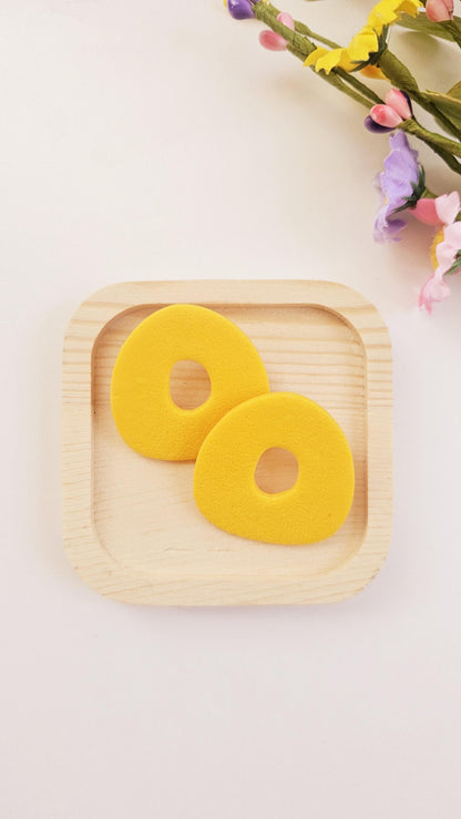 Modern Geometric Polymer Clay Oversized Stud Earrings - Unique Handmade Jewelry - Modern Donut Shape | Colorful Jewelry Gift