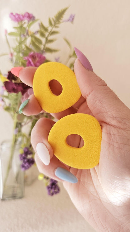 Modern Geometric Polymer Clay Oversized Stud Earrings - Unique Handmade Jewelry - Modern Donut Shape | Colorful Jewelry Gift