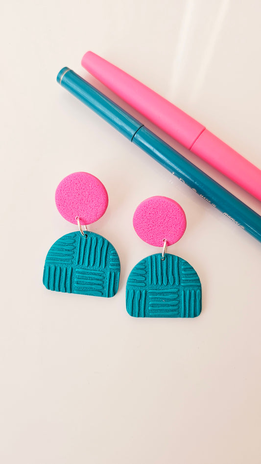 Modern Geometric Earrings - Lightweight Polymer Clay - Unique Handmade Jewelry - Colorful Jewelry Gift