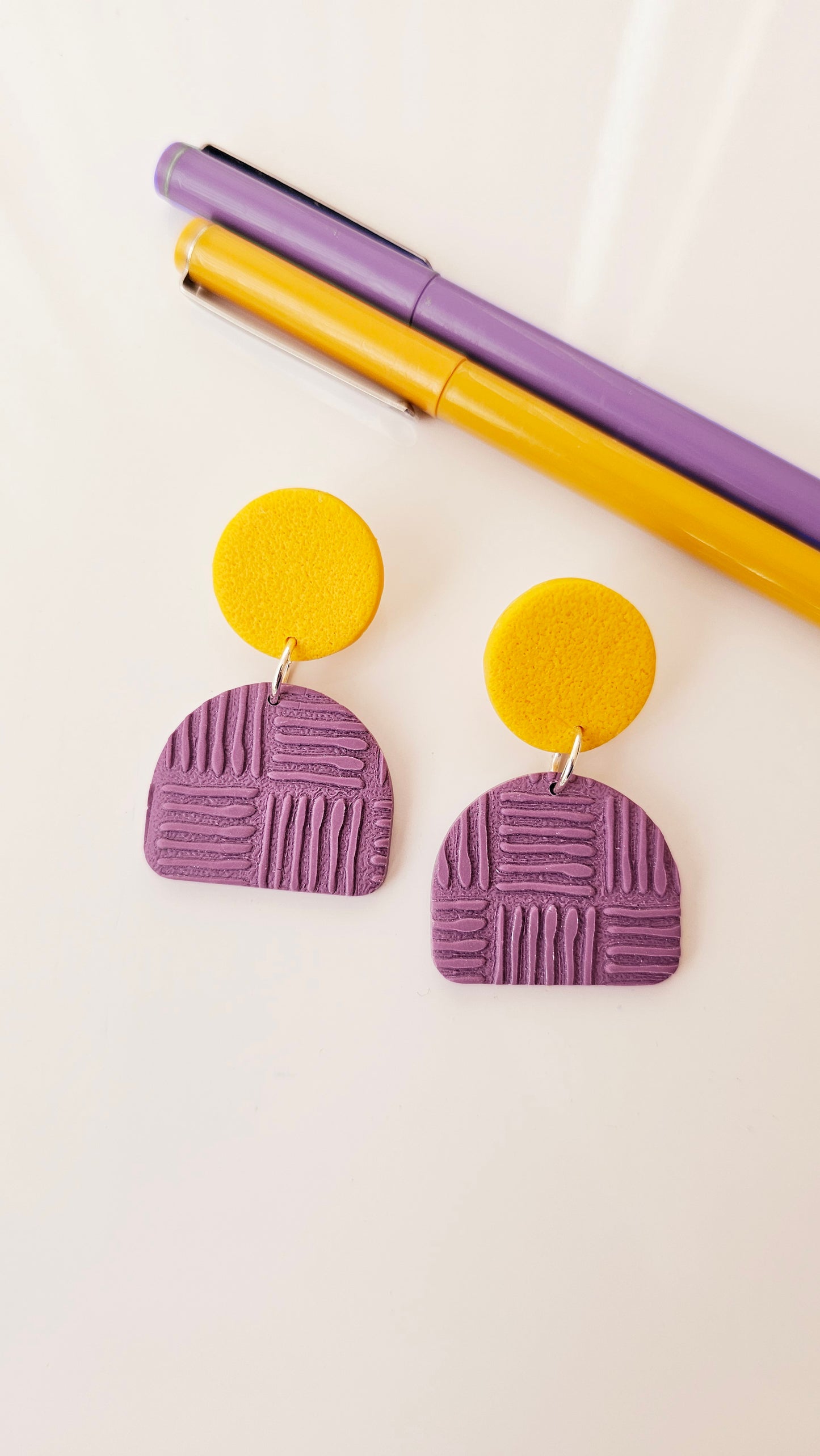 Modern Geometric Earrings - Lightweight Polymer Clay - Unique Handmade Jewelry - Colorful Jewelry Gift