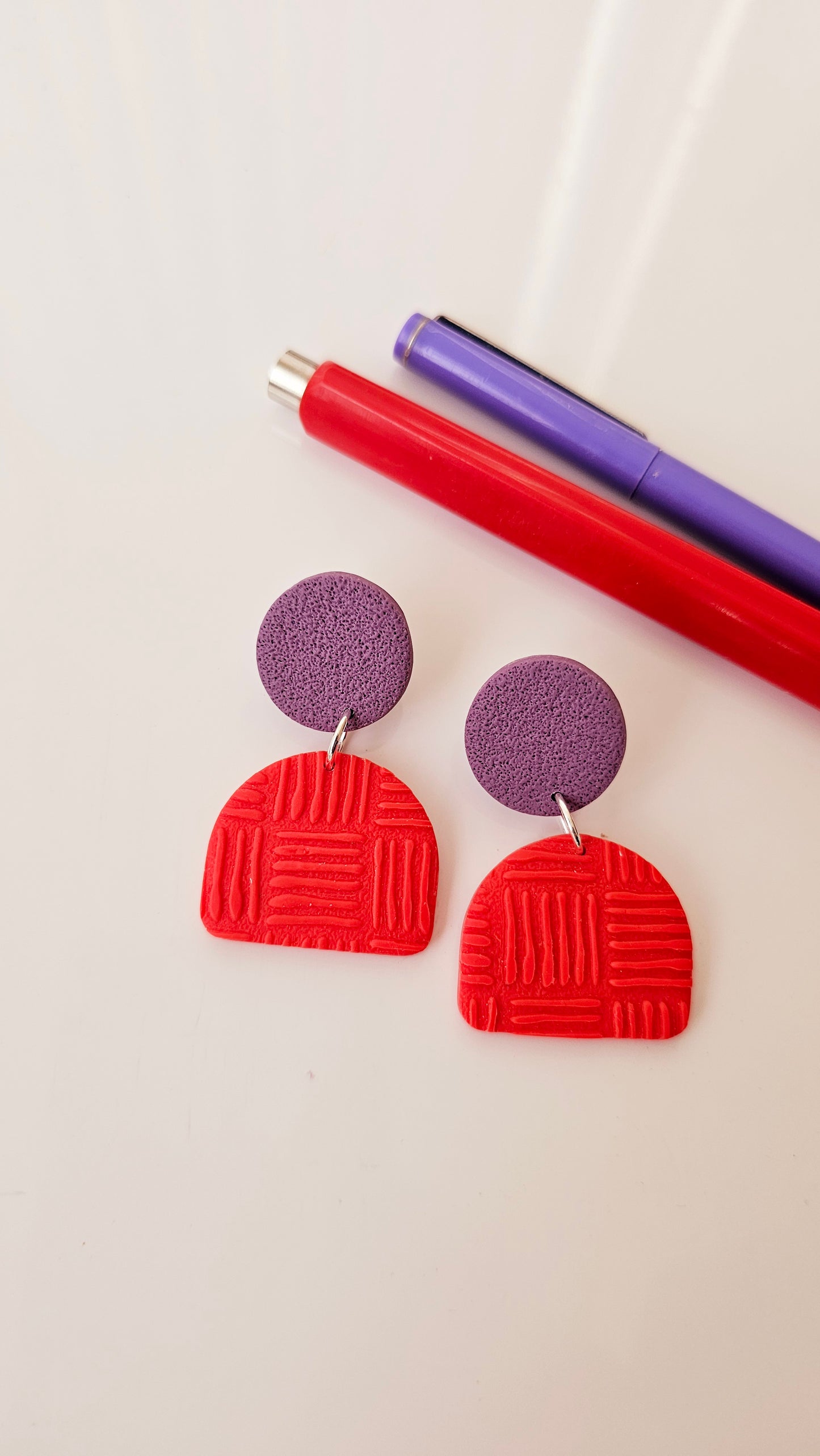 Modern Geometric Earrings - Lightweight Polymer Clay - Unique Handmade Jewelry - Colorful Jewelry Gift