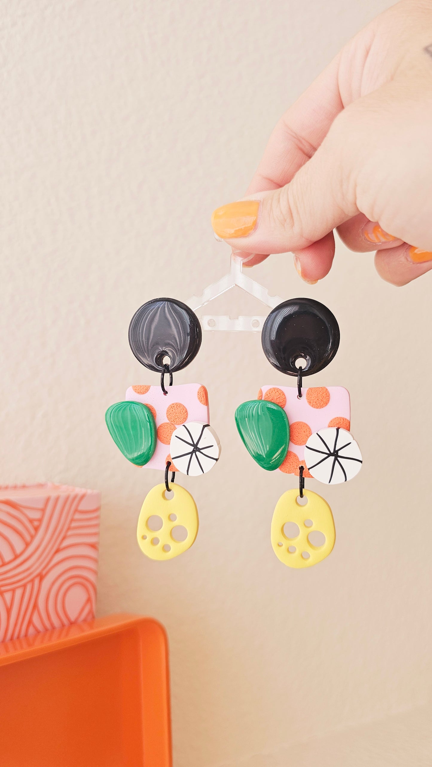 Vibrant Abstract Polymer Clay Statement Earrings