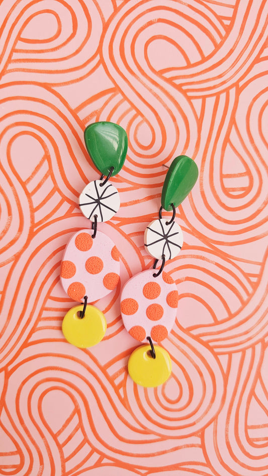 Citrus Dreams Tiered Polymer Clay Earrings