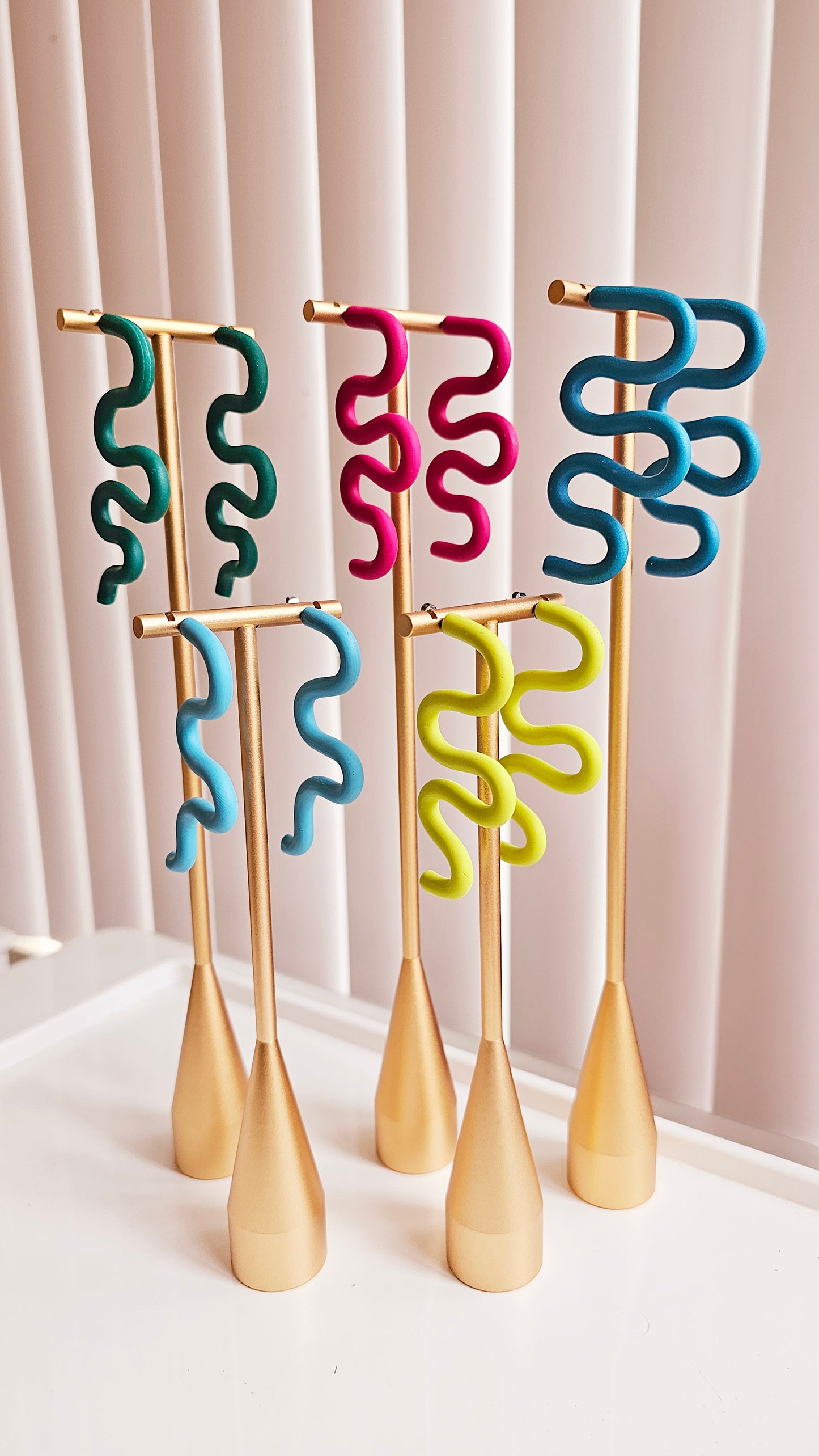 Wavy Curve Earrings • Bold, Playful, Lightweight Polymer Clay