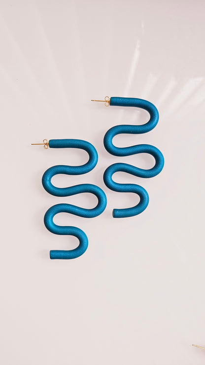 Wavy Curve Earrings • Bold, Playful, Lightweight Polymer Clay
