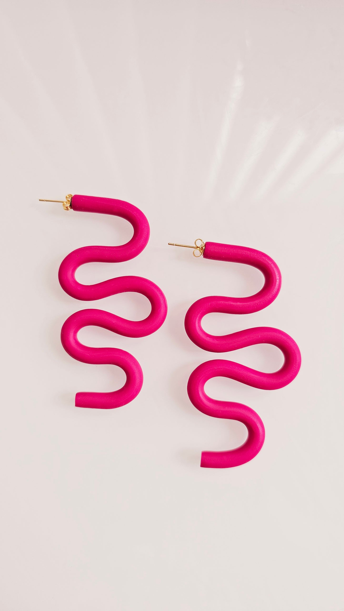 Wavy Curve Earrings • Bold, Playful, Lightweight Polymer Clay