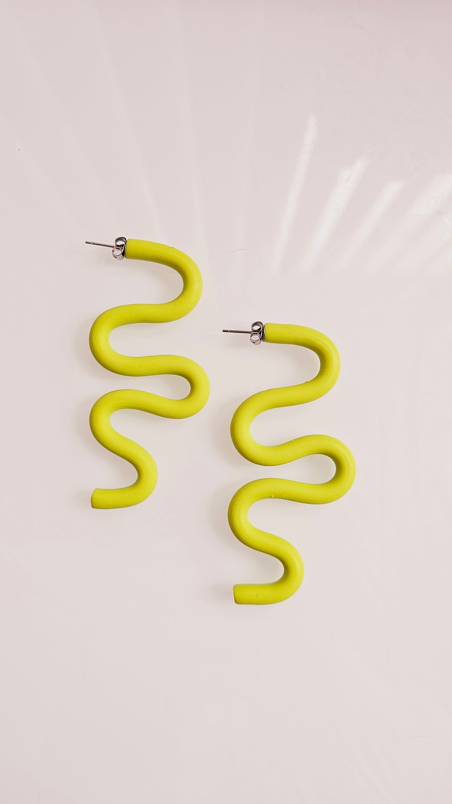 Wavy Curve Earrings • Bold, Playful, Lightweight Polymer Clay