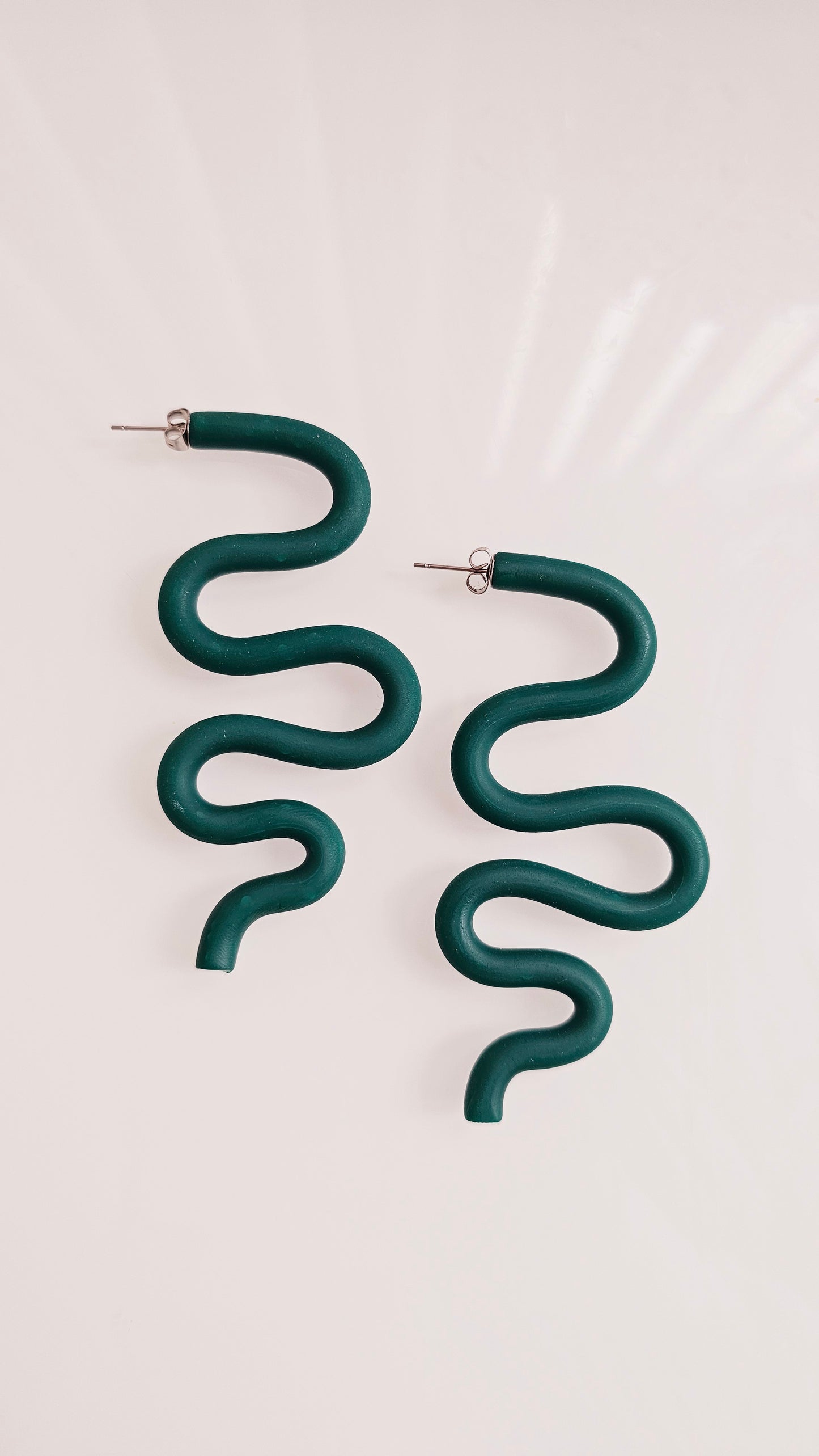 Wavy Curve Earrings • Bold, Playful, Lightweight Polymer Clay