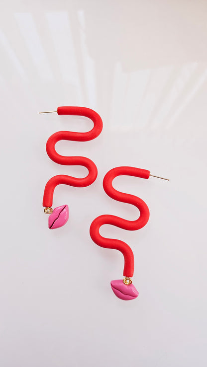 Wavy Curve Earrings • Bold, Playful, Lightweight Polymer Clay
