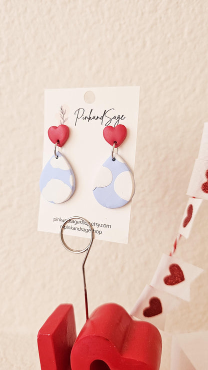Handmade Clay Earrings with "Love is in the Air" Theme, Lightweight Polymer Clay Earrings, Gift for Wife, Best Friend or Sister