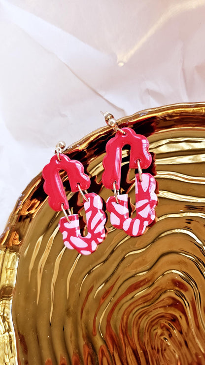 Handmade Red Clay Earrings, Cute Dangles, Lightweight Polymer Clay Earrings, Gift for Wife, Best Friend or Sister