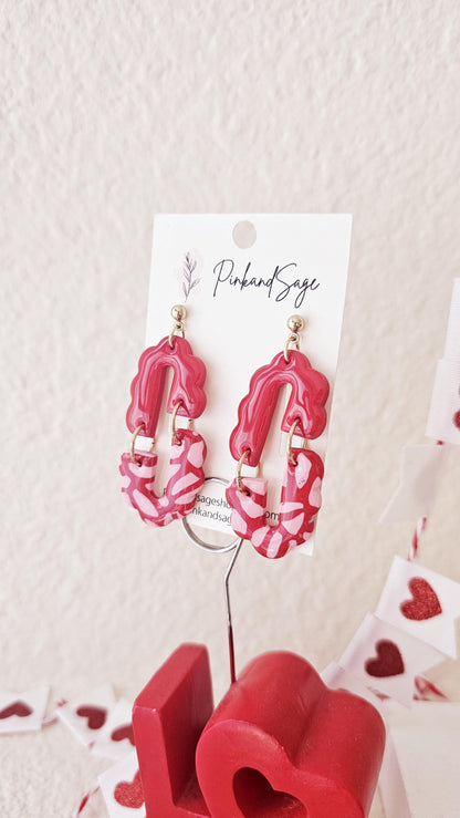 Handmade Red Clay Earrings, Cute Dangles, Lightweight Polymer Clay Earrings, Gift for Wife, Best Friend or Sister