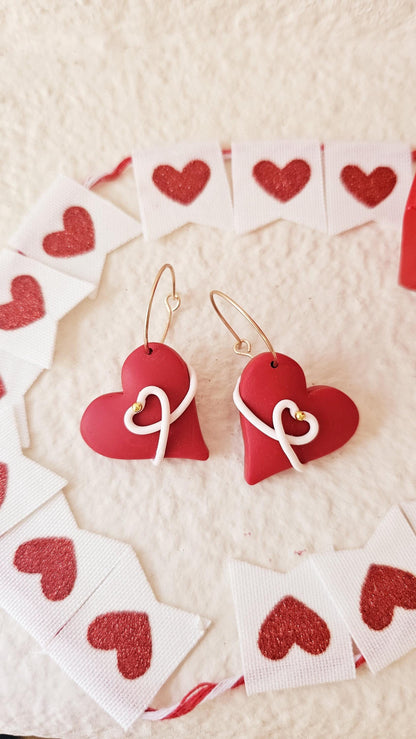 Heart-shape Handmade Clay Earrings, Lightweight Polymer Clay Earrings, Gift for Wife, Best Friend or Sister