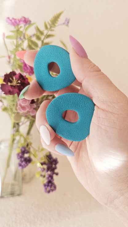 Modern Geometric Polymer Clay Oversized Stud Earrings - Unique Handmade Jewelry - Modern Donut Shape | Colorful Jewelry Gift