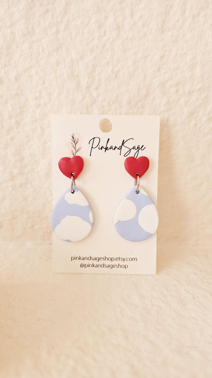 Handmade Clay Earrings with "Love is in the Air" Theme, Lightweight Polymer Clay Earrings, Gift for Wife, Best Friend or Sister