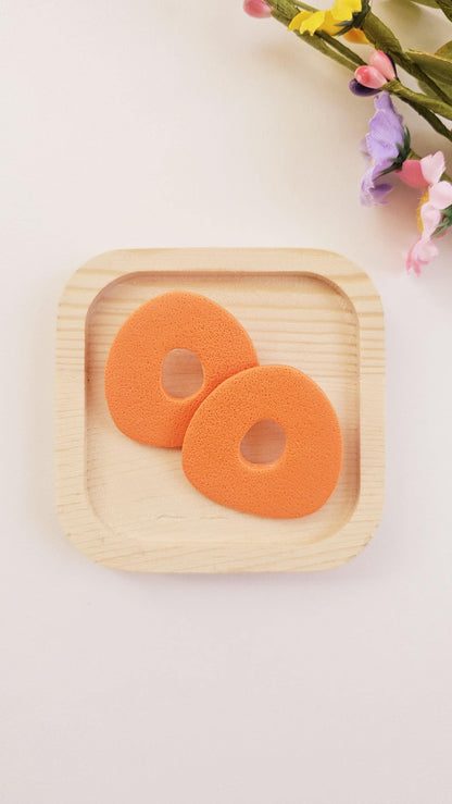 Modern Geometric Polymer Clay Oversized Stud Earrings - Unique Handmade Jewelry - Modern Donut Shape | Colorful Jewelry Gift