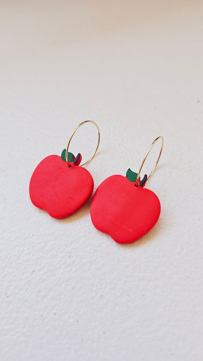 Juicy Apple Drops: Handmade Dangle Earrings, Best for Teachers, Back to School and Fruit Lovers
