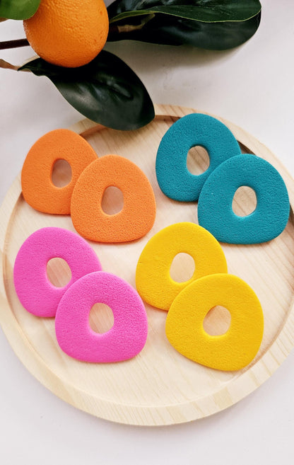 Modern Geometric Polymer Clay Oversized Stud Earrings - Unique Handmade Jewelry - Modern Donut Shape | Colorful Jewelry Gift