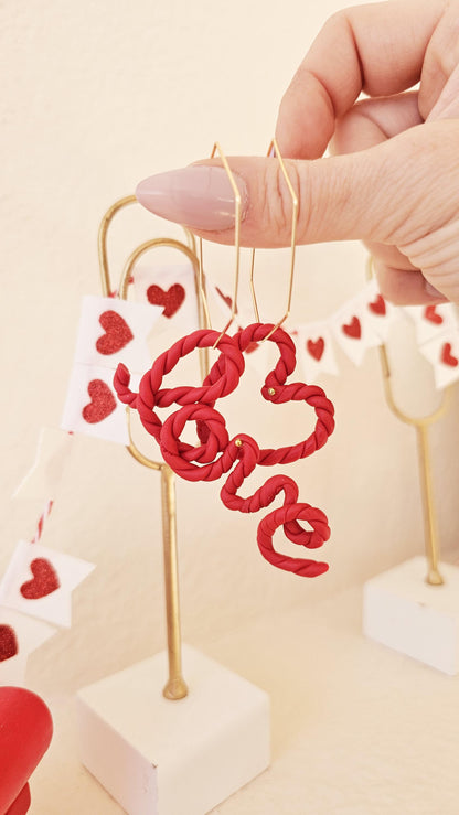 Handmade Clay Earrings, Mismatch "love" & Heart Earring Set, Lightweight Polymer Clay, Gift for Wife, Best Friend or Sister