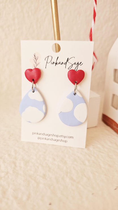 Handmade Clay Earrings with "Love is in the Air" Theme, Lightweight Polymer Clay Earrings, Gift for Wife, Best Friend or Sister