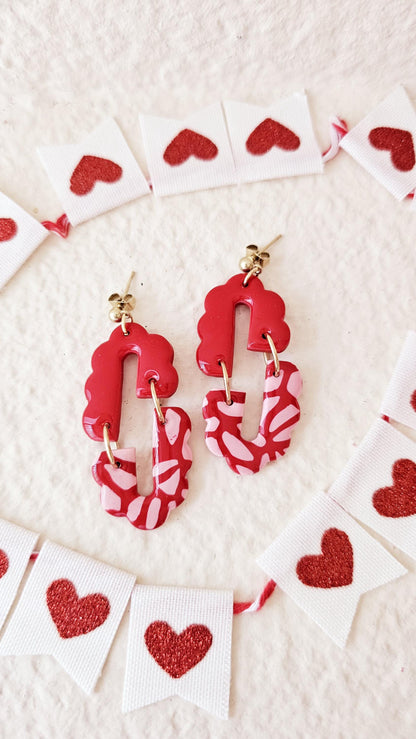 Handmade Red Clay Earrings, Cute Dangles, Lightweight Polymer Clay Earrings, Gift for Wife, Best Friend or Sister