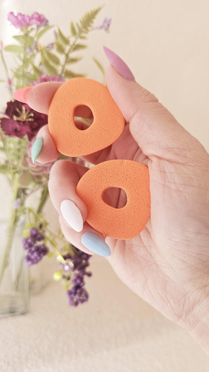 Modern Geometric Polymer Clay Oversized Stud Earrings - Unique Handmade Jewelry - Modern Donut Shape | Colorful Jewelry Gift