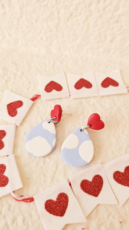 Handmade Clay Earrings with "Love is in the Air" Theme, Lightweight Polymer Clay Earrings, Gift for Wife, Best Friend or Sister