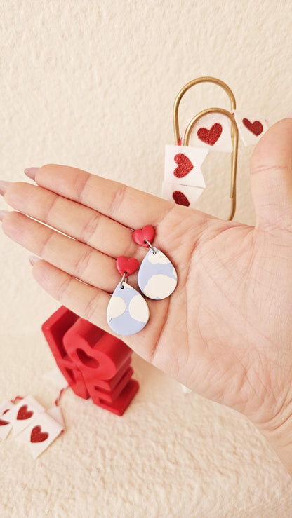 Handmade Clay Earrings with "Love is in the Air" Theme, Lightweight Polymer Clay Earrings, Gift for Wife, Best Friend or Sister