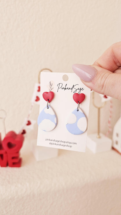Handmade Clay Earrings with "Love is in the Air" Theme, Lightweight Polymer Clay Earrings, Gift for Wife, Best Friend or Sister
