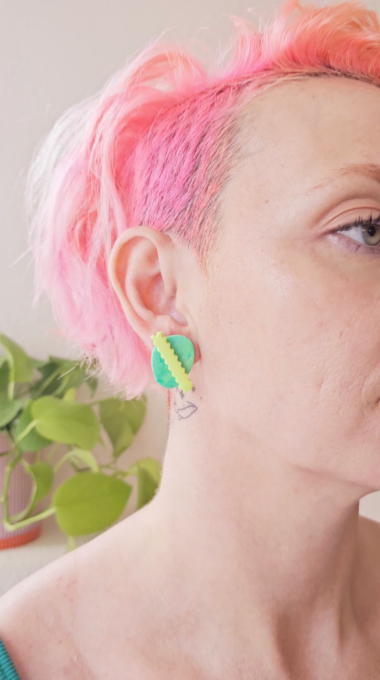 Lime Splash Stud Duo – Mixed Clay Stud Set