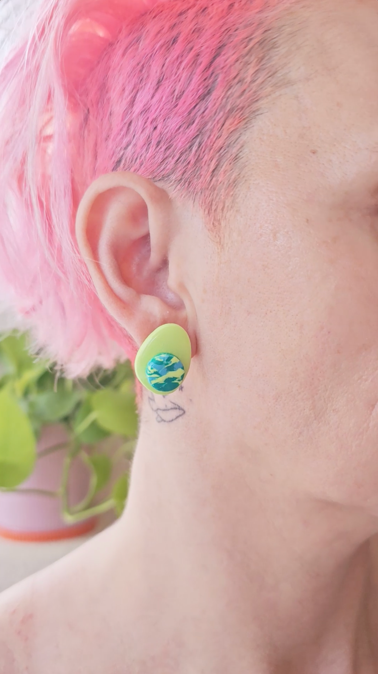 Lime Splash Stud Duo – Mixed Clay Stud Set