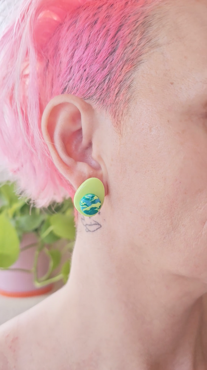 Lime Splash Stud Duo – Mixed Clay Stud Set