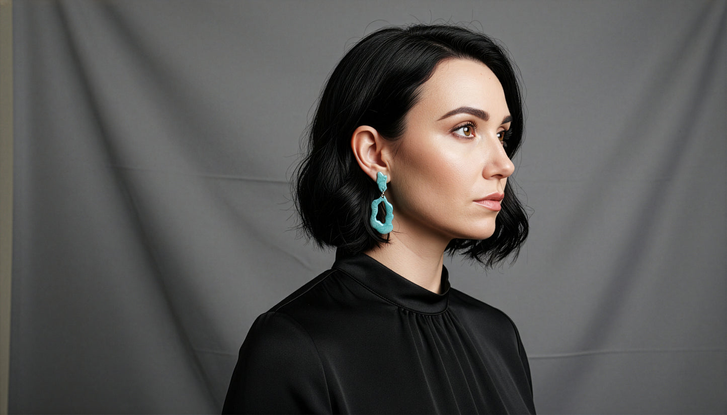 Ocean Drift Statement Earrings – Hand-Marbled Polymer Clay