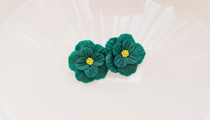Emerald Bloom • Hand-Sculpted Floral Statement Stud Earrings