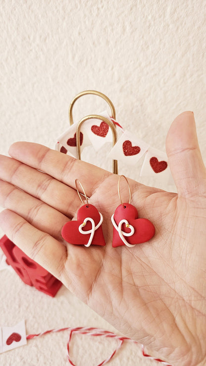 Heart-shape Handmade Clay Earrings, Lightweight Polymer Clay Earrings, Gift for Wife, Best Friend or Sister