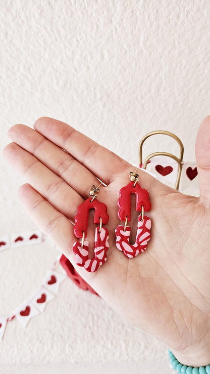 Handmade Red Clay Earrings, Cute Dangles, Lightweight Polymer Clay Earrings, Gift for Wife, Best Friend or Sister