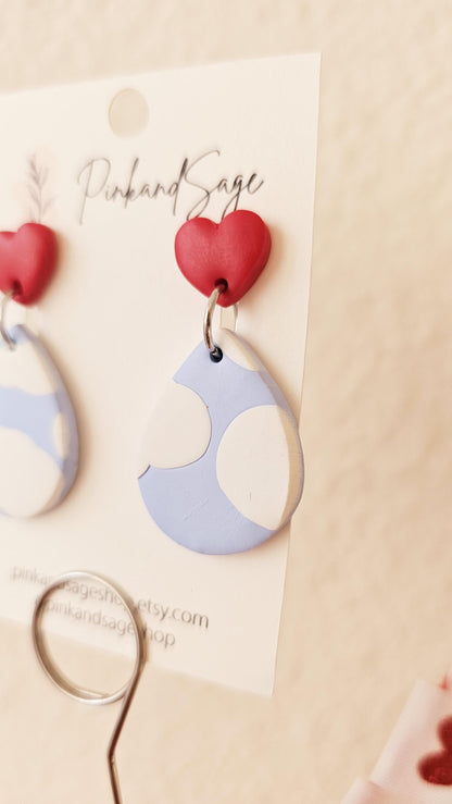 Handmade Clay Earrings with "Love is in the Air" Theme, Lightweight Polymer Clay Earrings, Gift for Wife, Best Friend or Sister